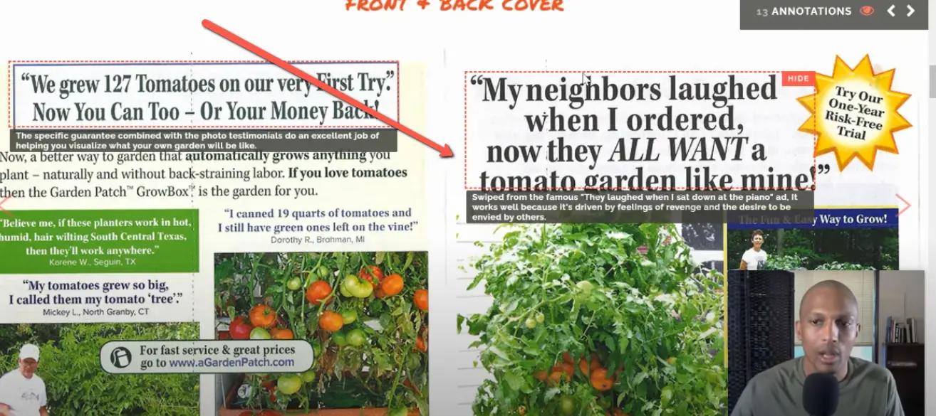 Copywriting Tutorial - "My Neighbors Laughed When I Ordered, Now They ALL Want a Tomato Garden Like Mine!"