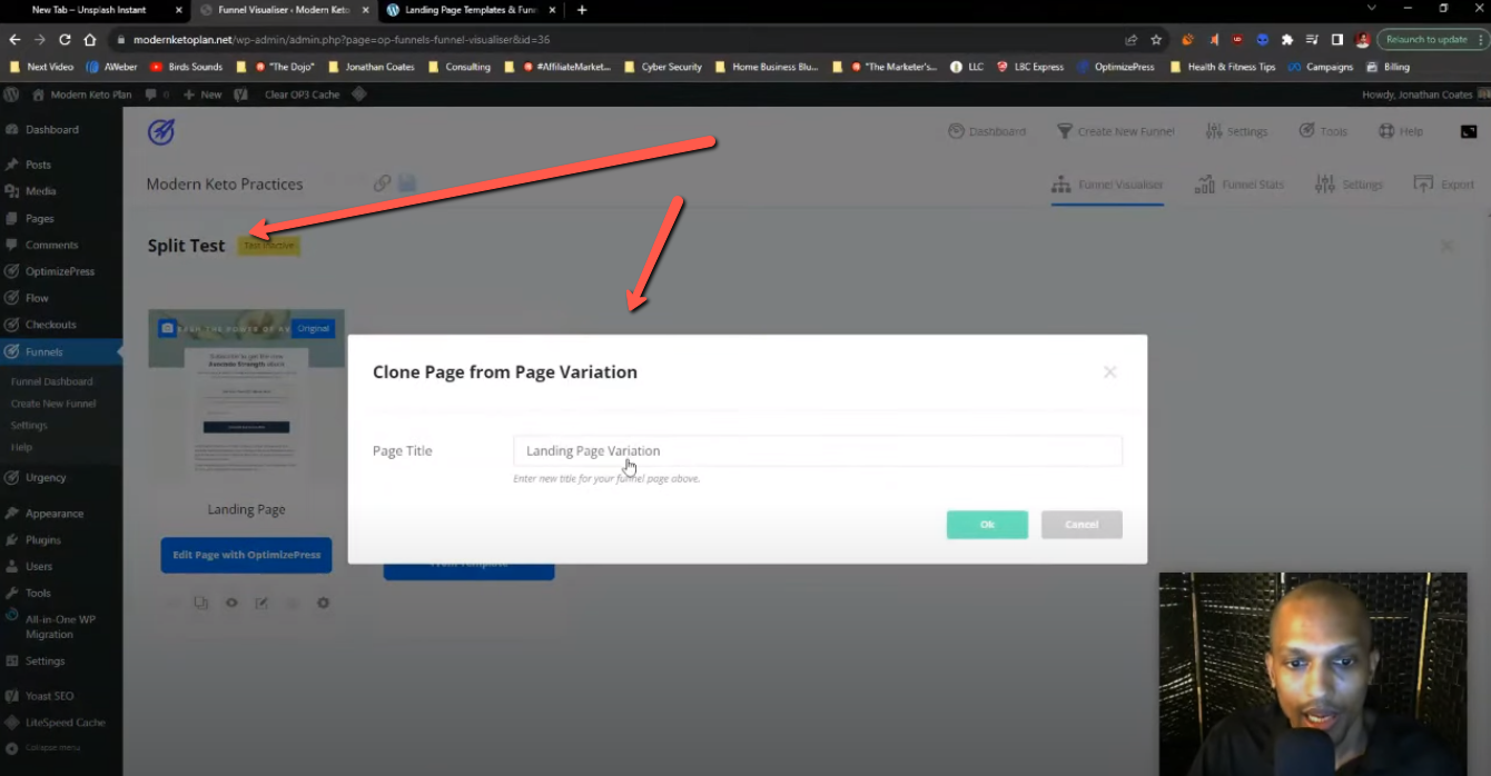 How to Create a Split Test for Your Websites Sales Funnels & Landing Pages using Optimize Funnels